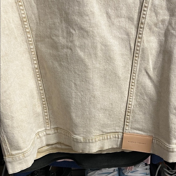 Purple Brand Men's Distressed Tan Denim Trucker Jacket - Picture 10 of 10